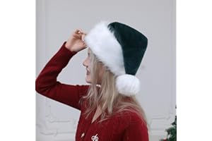 Slsxip Christmas Hat, Santa Hat, Xmas Holiday Hat for Adults, Super Soft Plush Santa Hat for Xmas New Year Party Headwear