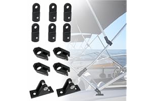 HWIMARINE Bimini Top Fitting Hardware Set for 7/8" Tubing - Marine Grade Bimini Eye End Cap, Jaw Slide, Deck Hinge, 12 Pcs