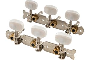 Musiclily Pro 3 on a Plate Acoustic Guitar Tuners Machine Heads Tuning Keys Pegs Set, Nickel with White Button