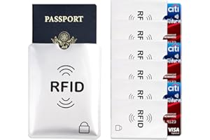 SJJH 7 RFID Blocking Sleeves, 6 RFID Blocking Credit Card Sleeves & 1 Passport RFID Security Holders suit, Identity Theft Protection Sleeve set for Men & Women. Fits all Wallet and Purse. (7PCS)