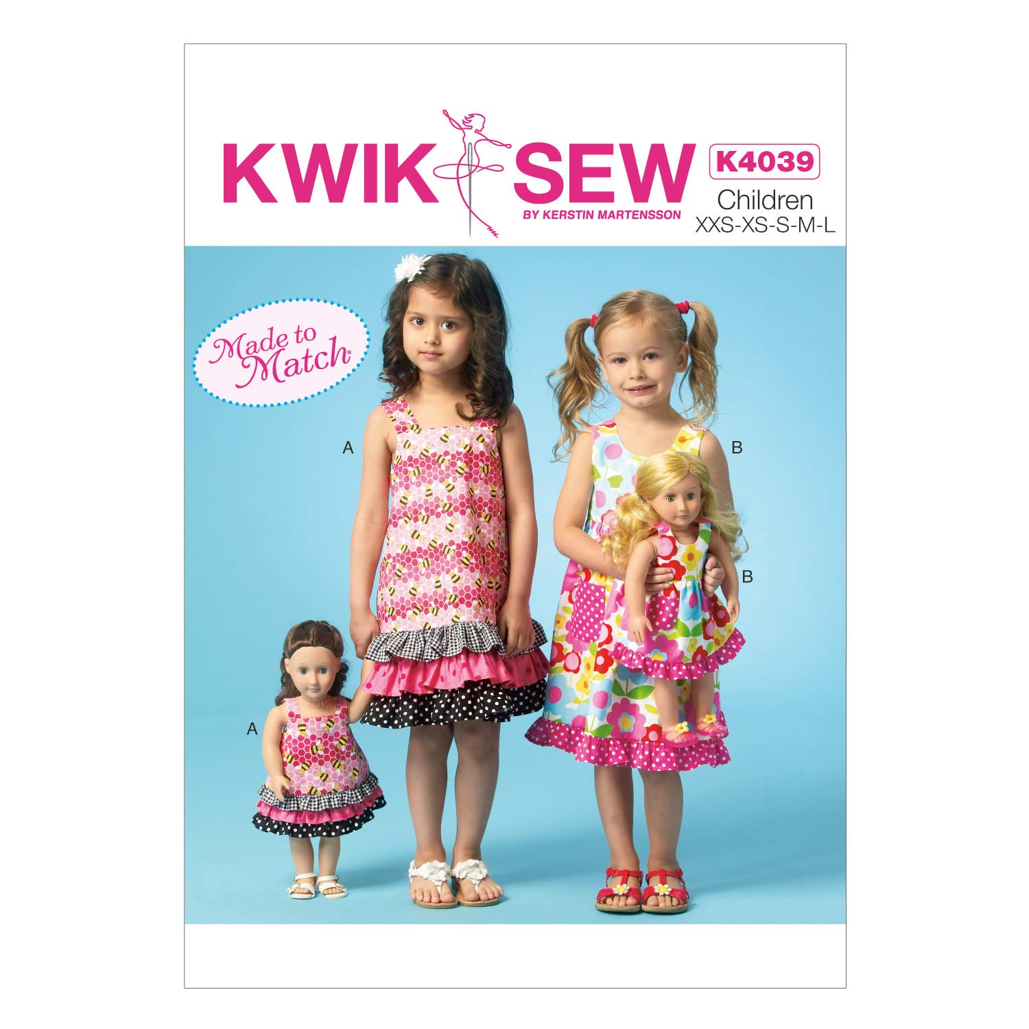 Kwik Sew Patterns K4039 OS Sizes Extra-Extra-Small - Extra-Small - Small - Medium - Large Girls/Dolls Jumpers
