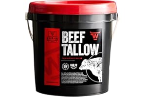Bar-W Beef | 100% Beef Tallow | 115 oz | Cooking, Roasting, Baking and Frying | Premium Tallow from USA Farm Raised Cattle | Pure Tallow with High Smoke Point | Gallon Size Pail