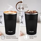Aolieh Travel Mug 510 ml Insulated Stainless Steel with Leak-Resistant Lid Black view 3