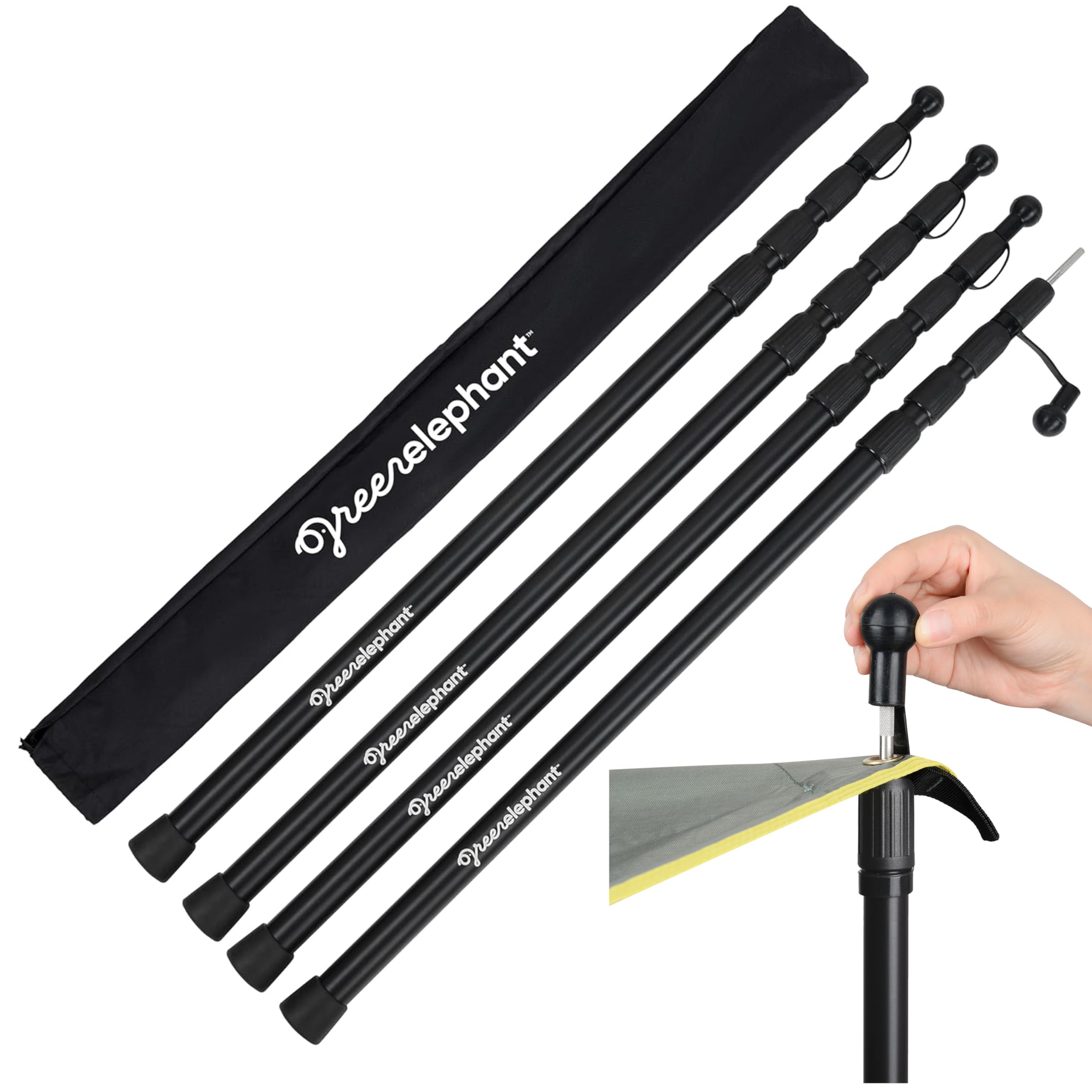 Green Elephant Camping Tarp Poles - Adjustable Aluminum 8' x 2', 4