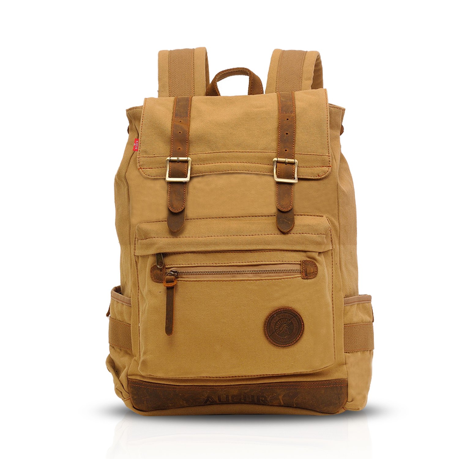 FANDARE Classic Backpack 15.6 Inch Laptop Student Travel Hiking Business Men/Women Rucksack Wear-Resistant Canvas Khaki