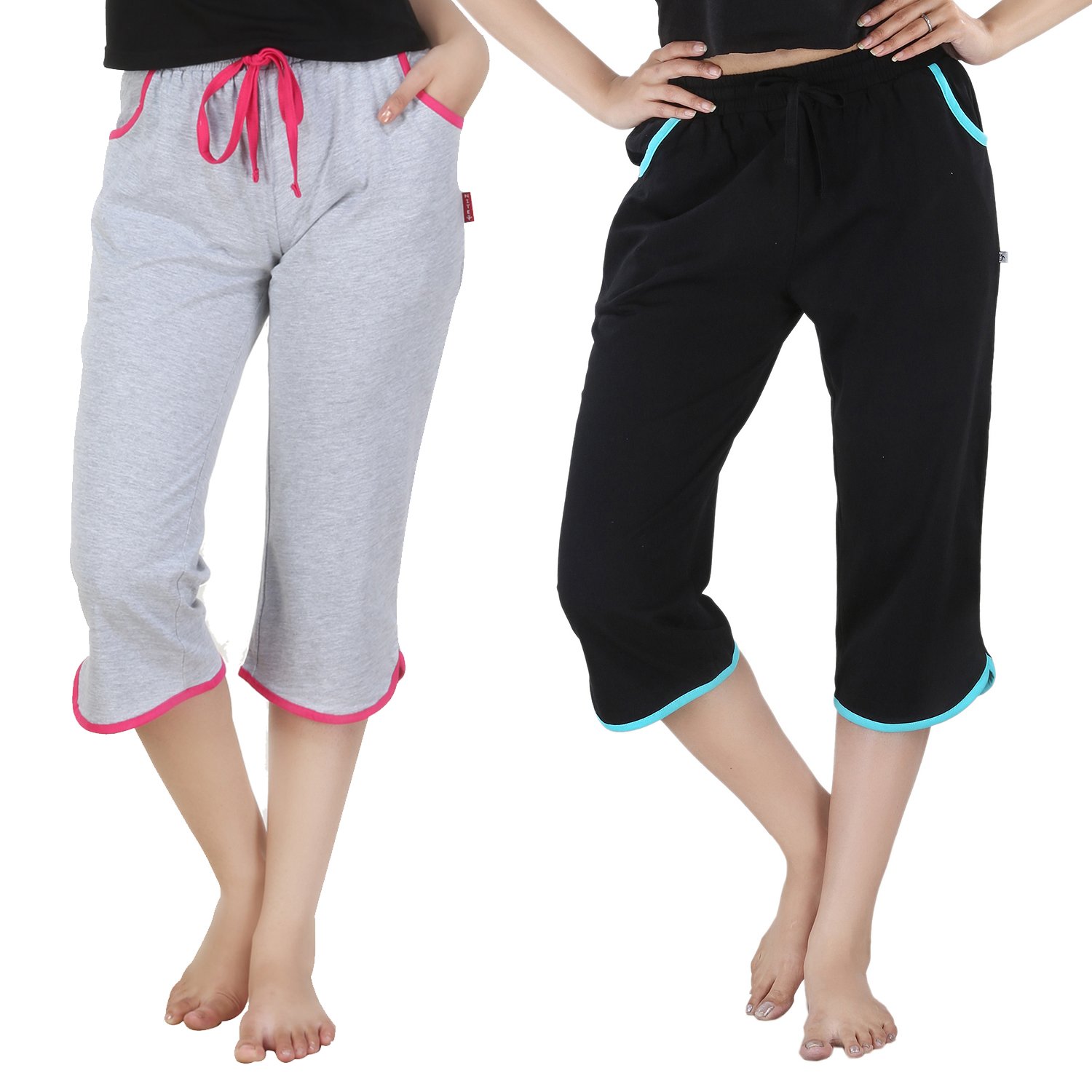 nite flite women's cotton capris - pack of 2