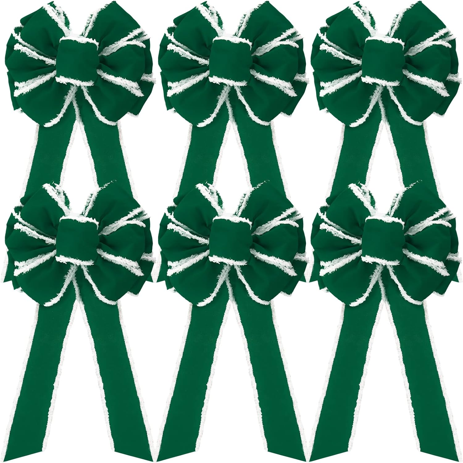 Bows & Ribbons - 6 Pieces Extra Large Christmas Bow 10 x 20 Inch Velvet Wired Ribbon Bow Christmas Tree Topper Bow Xmas Embellishment Craft Bow for Wreath Party Favors Home Indoor Outdoor Decoration (Green)