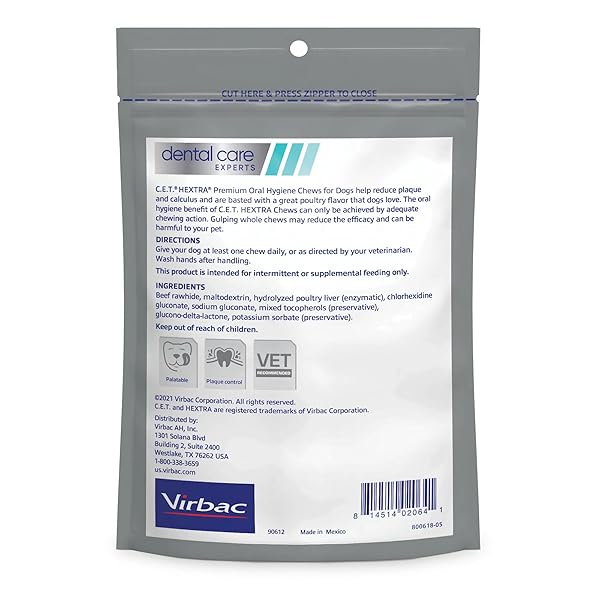 VIRBAC CET HEXTRA PREMIUM ORAL HYGEINE FOR DOGS, UNDER 11 LBS(PACK OF 1)
