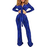 Women's Sexy 2 Piece Outfits Long Sleeve Button Down T-Shirt Blouses Crop Tops Long Pants Floral Print Tracksuits Sets
