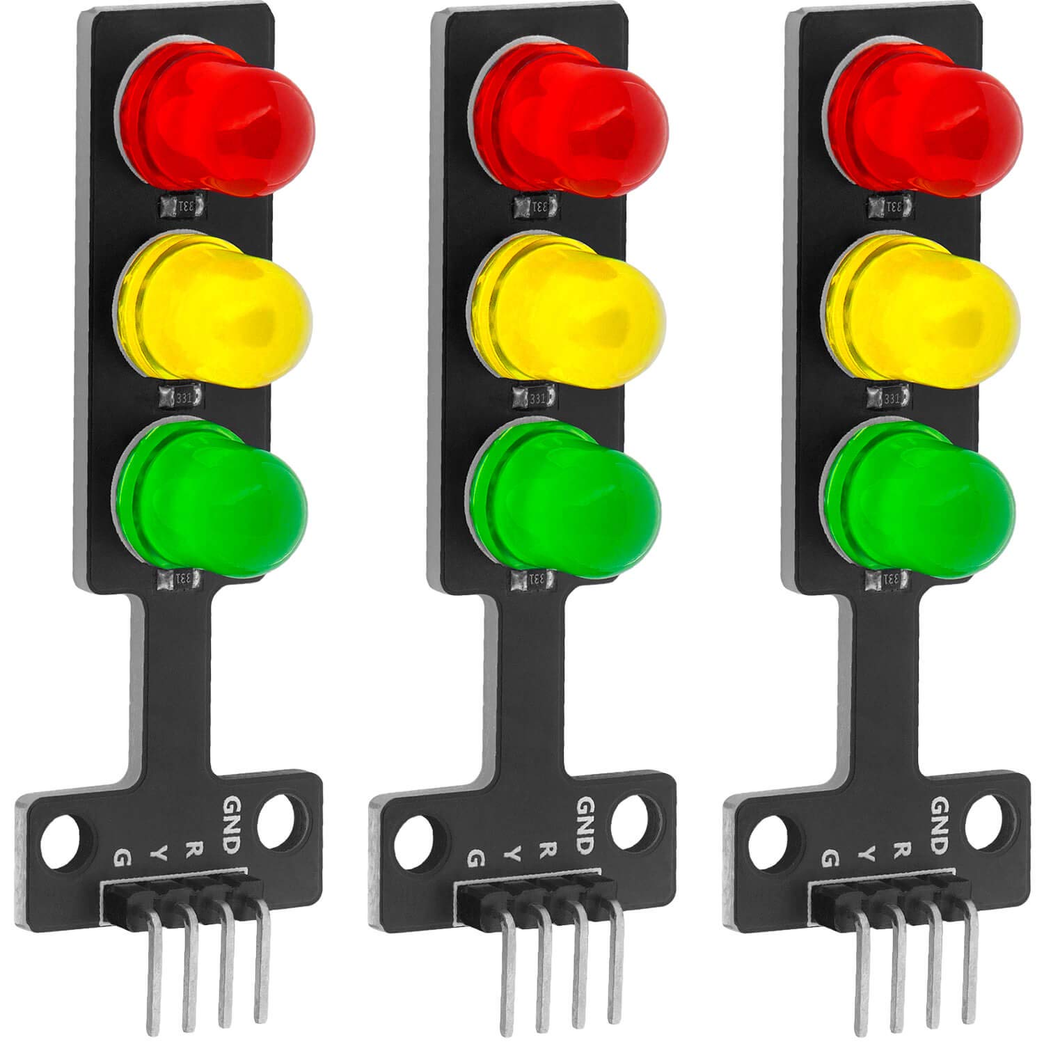 AZDelivery DIY Mini Traffic Light LED Display Board Module 3.3-5V 8mm Common Cathode Interface Compatible with Arduino and Raspberry Pi Including E-Book! (Pack of 3)