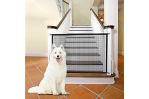 FLYEYE Baby Gate for Stairs No Drilling - 43.3" W x 28.3" H Retractable Baby Gate Dog Gate for The House Mesh Baby Gate for Stair No Drill Pet Gate Puppy Gate for Stairs & Doorways (XXX)