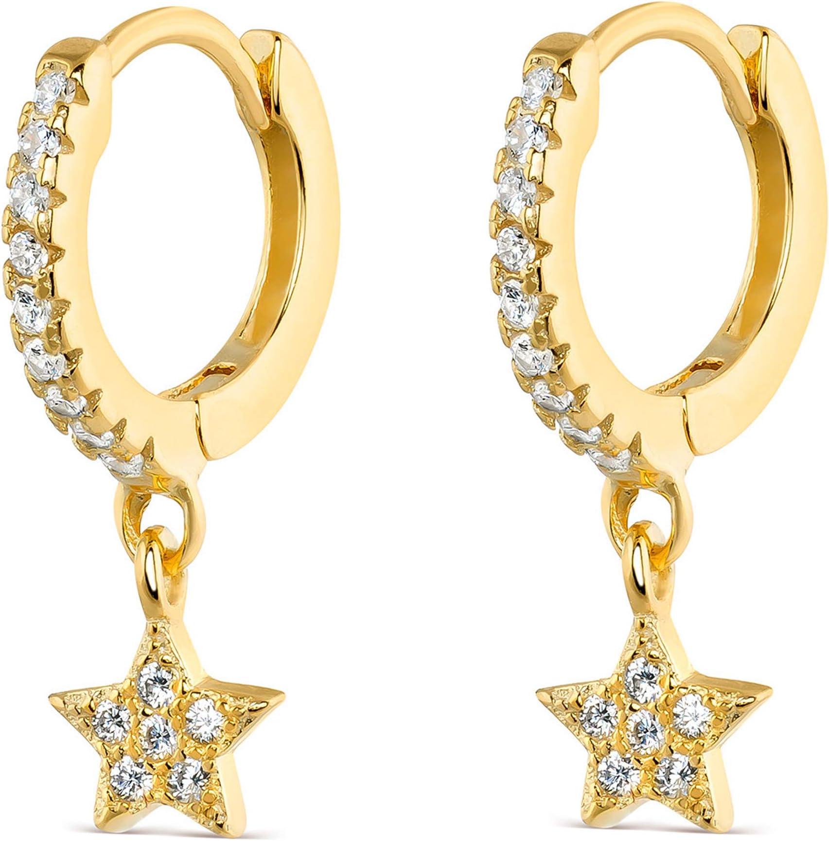 VACRONAGold Heart Hoop Earrings Huggie Earrings for Women 14k Gold Plated Small Hoops Earrings