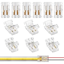 RGBZONE 12Pcs 2pin 8mm COB LED Connectors Strip to