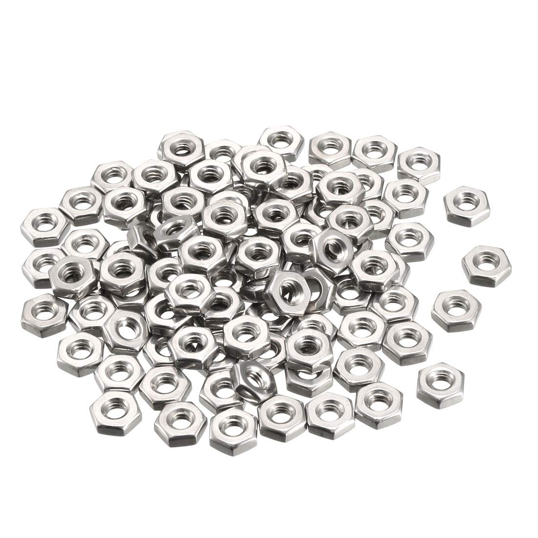 sourcing map Hex Nuts, 8#-32 Coarse Thread Hexagon Nut, Stainless Steel 304, Pack of 100