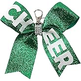 CWFPBA Colorful Glitter Bowknot Cheer Ribbon Keychain Backpack Sparkle Keyring Team Cheerleader Sports Accessory for Women