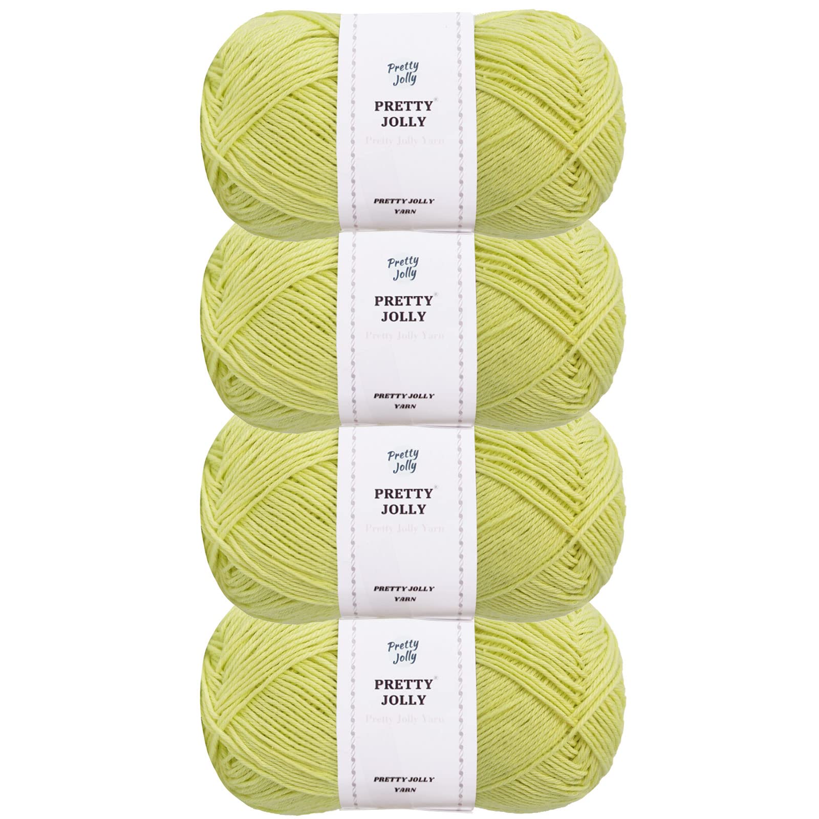 Pretty Jolly 4 Skeins Soft Baby Yarn, 100% Cotton, Crochet & Knitting, 4 Ply, Fingering Weight, Blanket Yarn for DIY Craft Total Length 4×160m/4×50g (Lemon) — image 1
