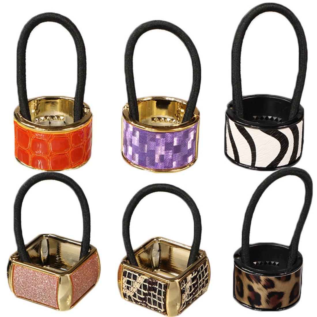 kilofly 6pc Cuff Elastic Band Ponytail Holder Hair Tie Styling Wrap Set