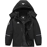 QUCOOM Boy's Winter Snow Coat Kids Warm Ski Jacket, Waterproof Fleece Snowboard Jackets Windproof Outdoor Hooded Raincoat