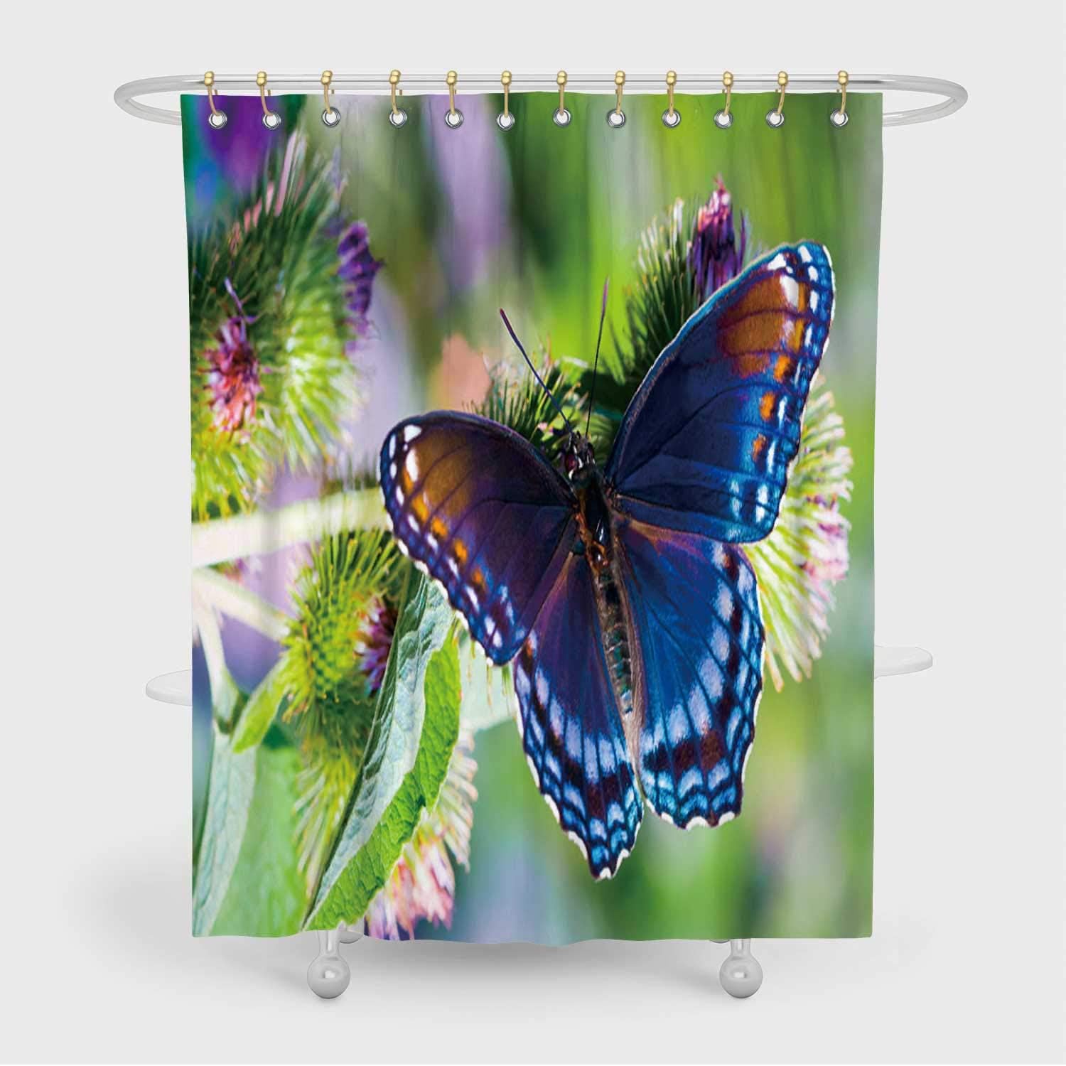 ALUONI Red Spotted Admiral Bathroom Decor Set,173802 for Bathroom Decor,72x72in