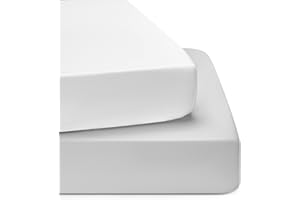 TILLYOU Baby Crib Sheets for Boys Girls, Fitted Crib Sheet 2 Pack for Standard Crib and Toddler Mattresses, Super Soft Toddler Bed Sheets, 28"x52"x8", White & Gray