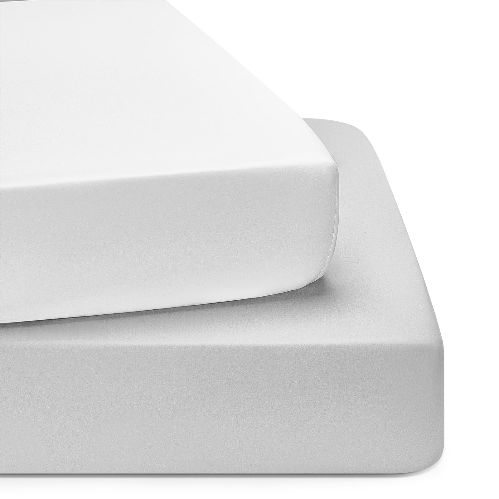 Photo 1 of TILLYOU Baby Crib Sheets for Boys Girls, Fitted Crib Sheet 2 Pack for Standard Crib and Toddler Mattresses, Super Soft Toddler Bed Sheets, 28"x52"x8", White & Gray