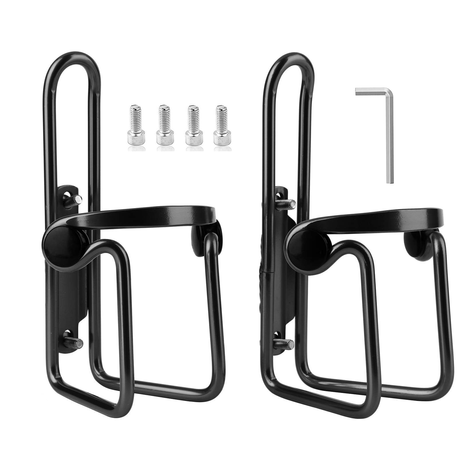 XNJIHWA 2Pcs Bicycle Water Bottle Holder Brackets Adjustable Lightweight Aluminium Alloy Bike Water Bottle Cage with Screws for Road & Mountain Bikes,Black
