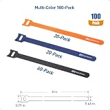 Cable Matters 100x Reusable Cable Ties 20cm Hook Loop 19KG Strength Multi-Color view 3