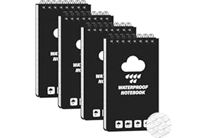 Thboxes 4 Pack Weatherproof Pocket Notebook, 5" x 3" Top-Spiral Weatherproof All Weather Notepad for Office School Police Outdoor Recording Steno Note Pads