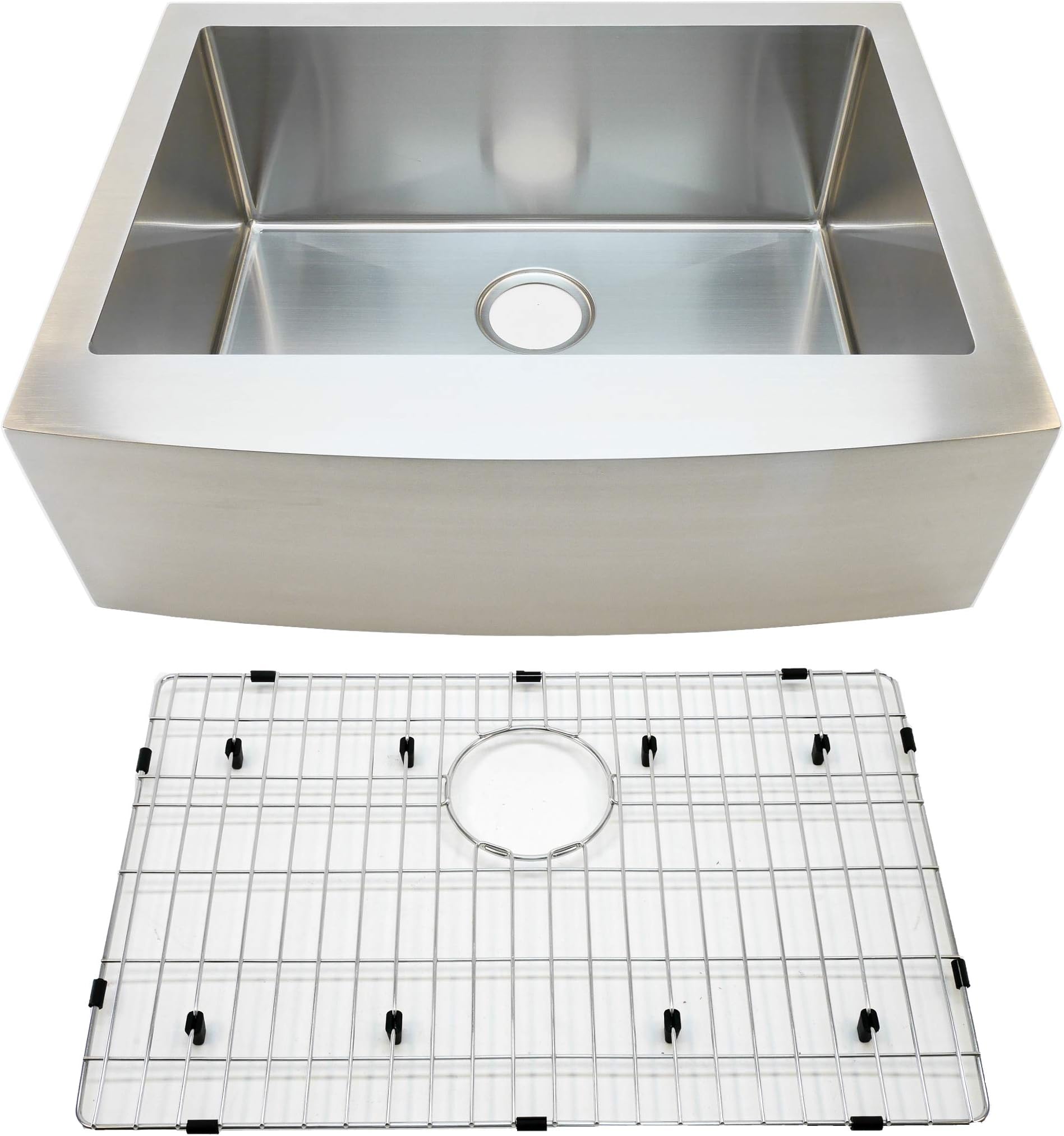 Auric Sinks 27" Farmhouse Curved Front Apron Single Bowl Sink, Premium Stainless Steel, 6:SCAR-16-27-SGL