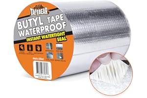 TAPEBEAR Butyl Tape Waterproof Sealant Tape 6inch x33feet, Aluminum Foil Duct Sealing Tape for RV Roof Repair, Boat and Pipe Sealing, Silicone, Glass & EDPM Roof Leak Patching, Silver