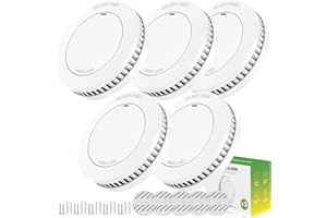 Rundur Fire Alarm 10-Year Battery Fire Detector 3.5-Inch Mini Sleek Design with Test/Silent Button Photoelectric Smoke Alarm 