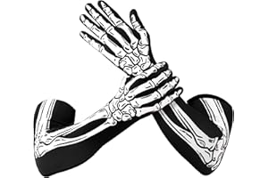 Spooktacular Creations Halloween Skeleton Arm Length Gloves, Bone Skull Gloves for Women Men for Cosplay Parties