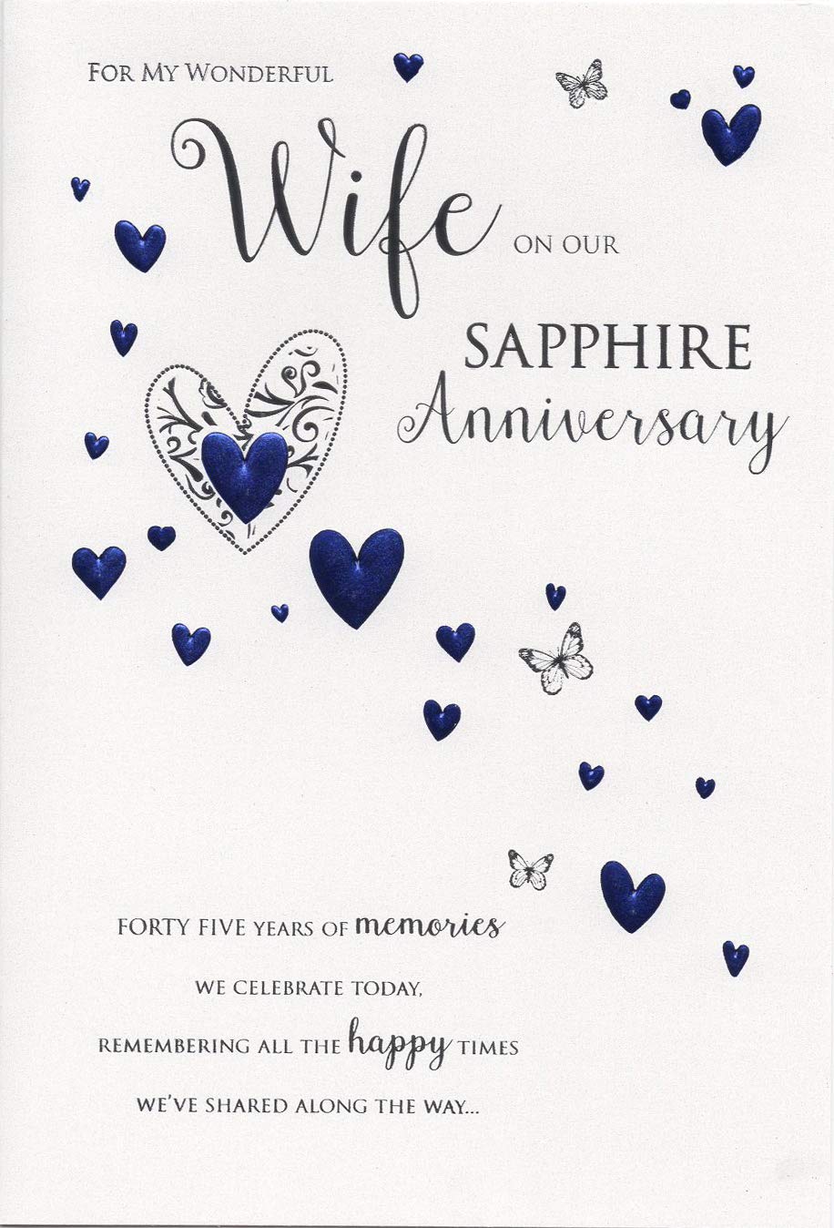 For my Wonderful Wife On Our Sapphire Wedding Anniversary Card: Amazon ...