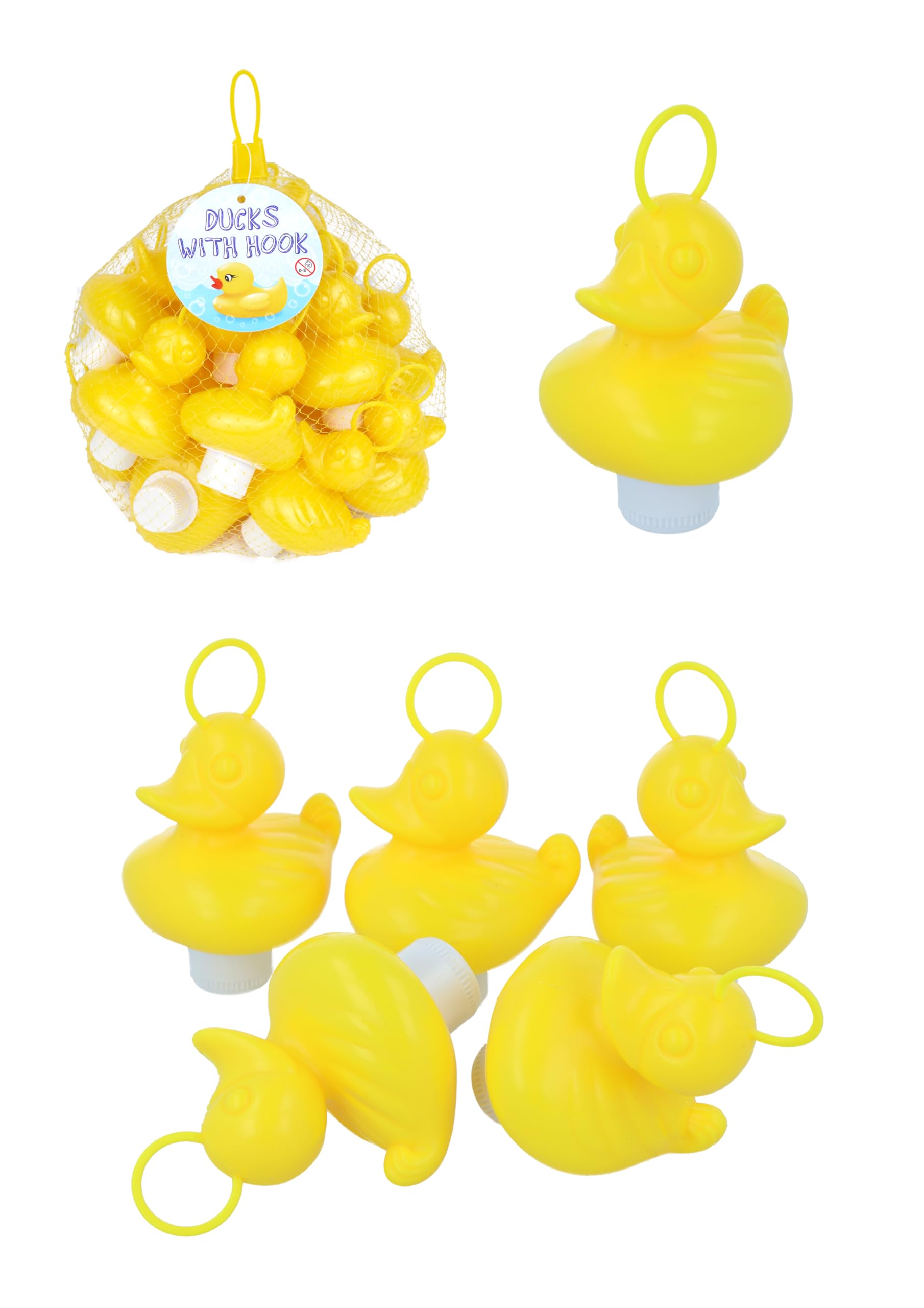 Henbrandt Pack of 20 Yellow Weighted Rubber Ducks with Hooks - 7cm Bath Toy Paddling Pool Party Game Decorations for Kids Fairs Carnival Activities Birthday Celebrations Event Supplies
