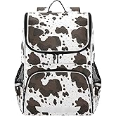 ZAZYXTJ Western Cow Print School Kids Backpack with Reflective Strip for Girls and Boys 6-12 Elementary Student Bookbag Middle School Bags