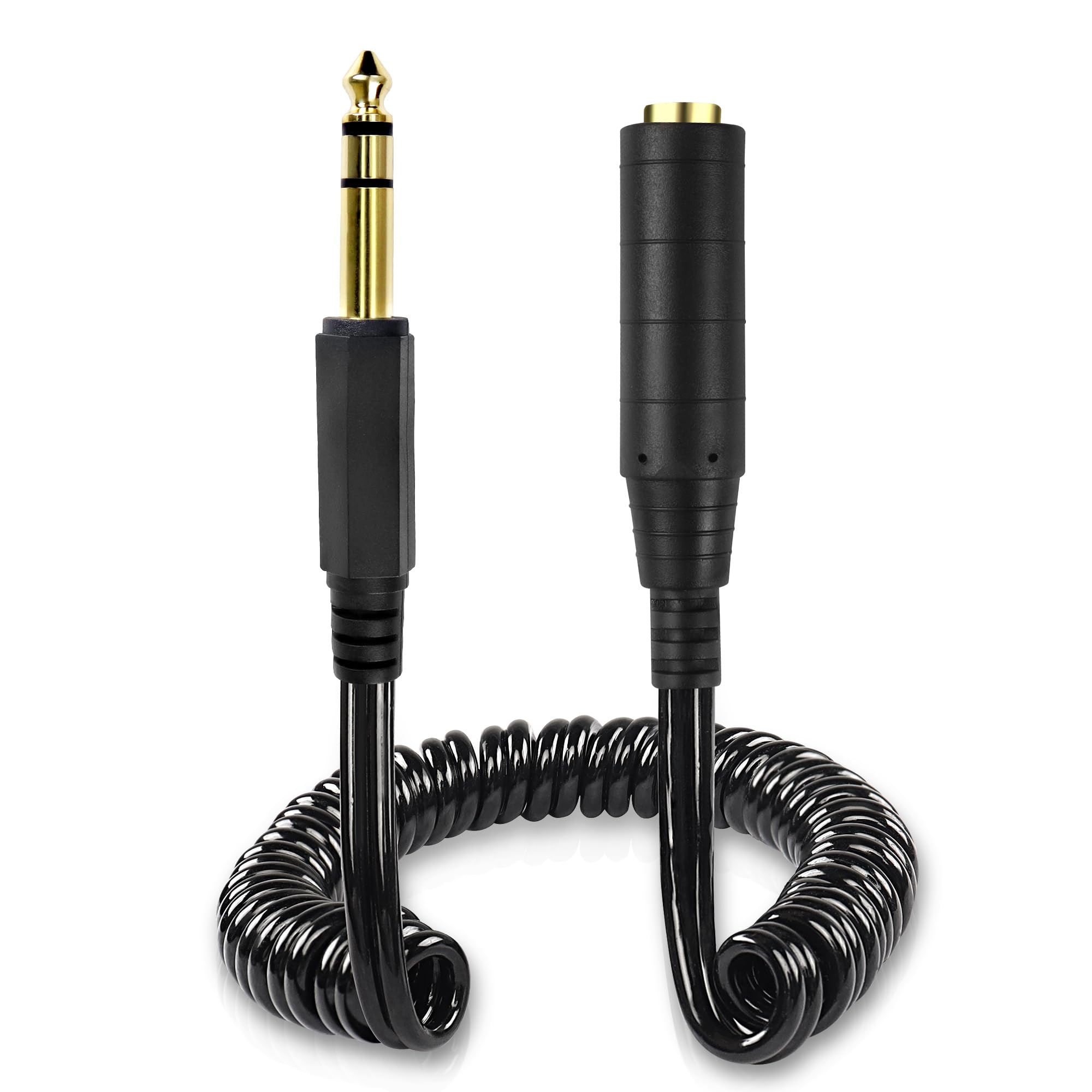 MEIRIYFA 6.35mm 1/4" Audio Cable, 6.35mm TRS Male to Female Audio Stereo Instrument Extension Coiled Spiral Cable for Amplifier, Speaker, Guitar, Microphones, Keyboards