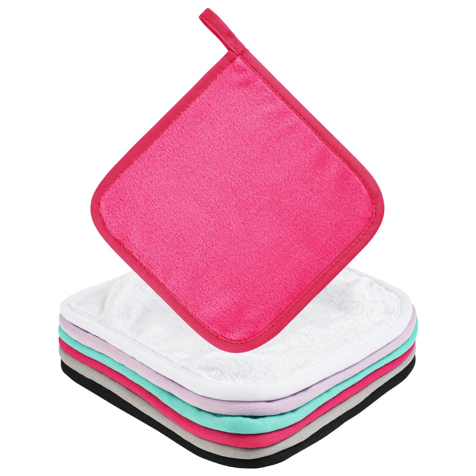 URAQT 6 Pack Face Cloths Make Up Remover, 7.87 * 7.87in Soft Microfibre Face Wipes for Reusable Makeup Remover Cloth Washable Ultra Soft Facial Cleansing Wipe Cloths (Multi-Color)