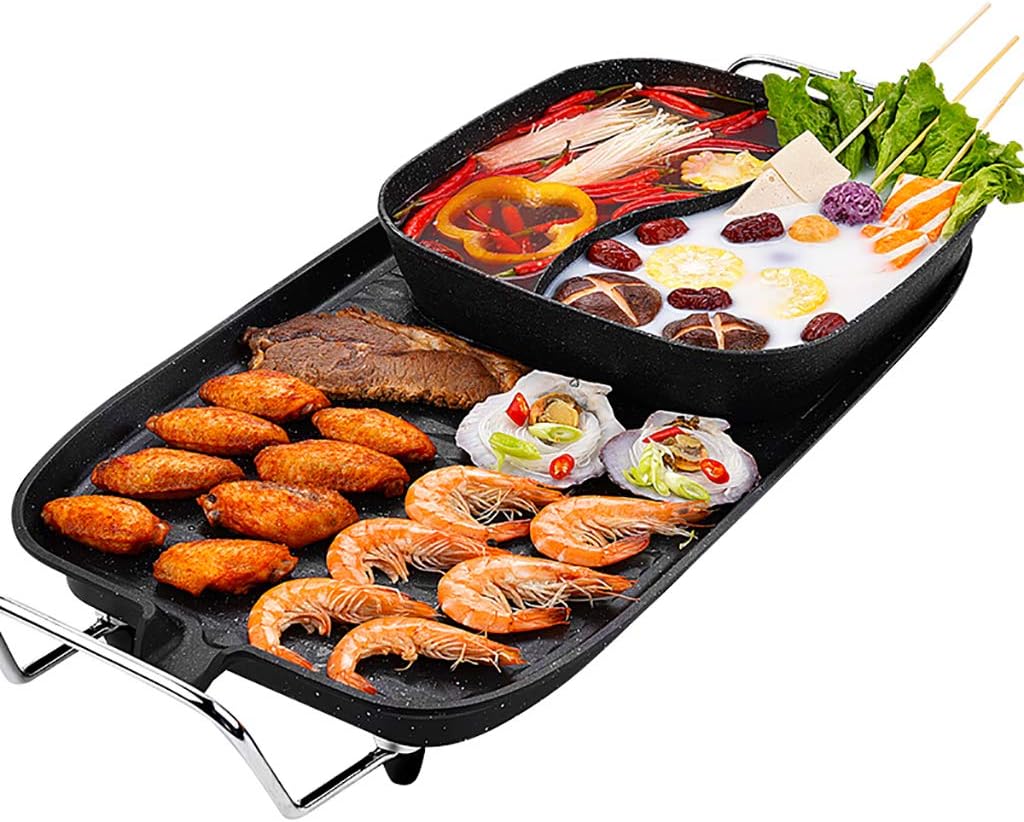 review GEXIN Electric Barbecue with Hot Pot, Smoke-Free Barbecue and Shabu-Shabu, Non-Stick, Easy to Clean