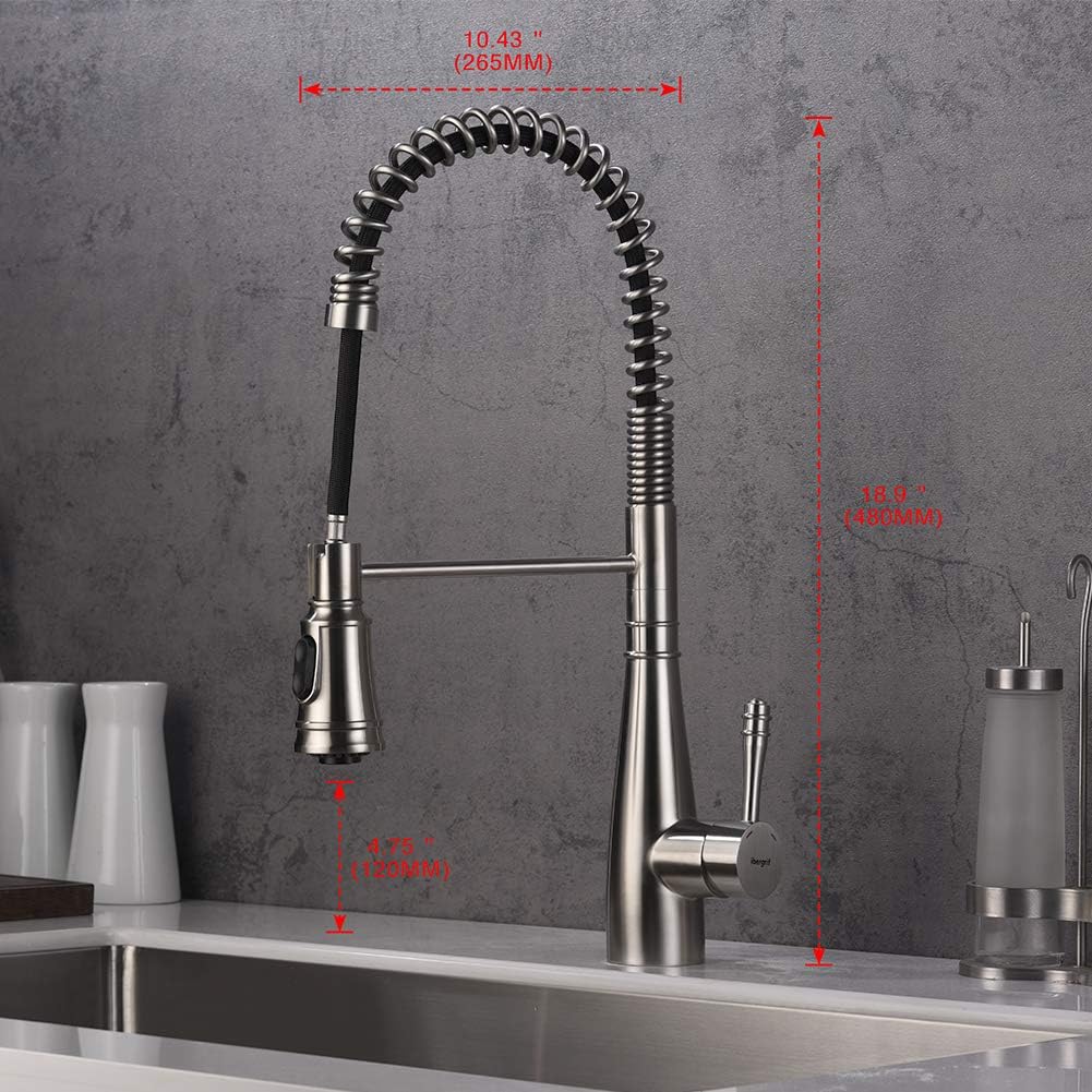 Ibergrif, Pull-Out Kitchen Mixer with Hand Shower, Single Lever Sink Mixer, Stainless, Grey - Image 3