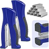 2-Pack Stand-Up Full Strip Office Desktop Stapler with 2000 Staples, Blue | Standard 1/4" Staples, Ergonomic Grip, Vertical Handheld &amp; Lay Flat, 20-Sheet, Rotating Anvil, for Home, School &amp; Classroom