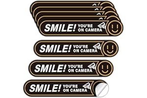 LUHIMO 8PCS Smile You're On Camera Sticker for Car, Self Adhesive Waterproof Durable Video Surveillance Sign Sticker, Security Camera Sign for Home, Business, Cars and Window（5" x 1"）