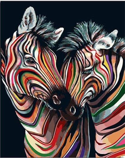 Paint By Numbers Kits Colorful Zebra Canvas Diy Acrylic Painting For Adults And Kids With Paints Gifts For Adults Children Art Home Decoration 16x20inch Without Frame Amazon Co Uk Kitchen Home