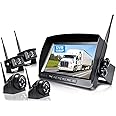 ZEROXCLUB 9" Wireless Backup Camera System for RV Truck Trailer Camper, 9 Inch DVR Quad Split Monitor IP69 Waterproof HD 1080P Wireless Rear Side View Cameras, Stable Signal Observation System - B904