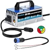 Lithium Battery Charger 36 Volt/43.8V 18A for 36V (38.4V) LiFePO4 Battery 0V Wake Up 36V Lifepo4 Battery Charger, IP67 Waterproof, for Golf Cart, Forklift, Trolling Motor, Boat, Car, RV, Lawn Mower