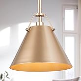 GEPOW Pendant Lights Kitchen Island, Gold Kitchen Pendant Light Fixtures, Modern Cone Pendant Lighting for Kitchen Island, Di