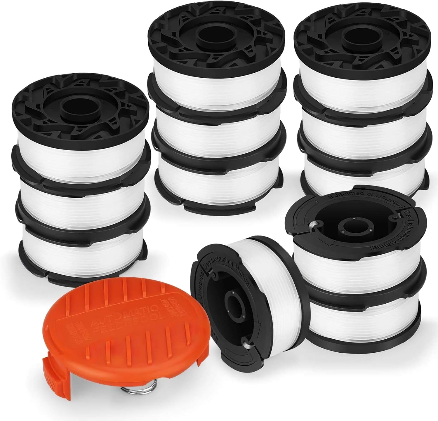 Eventronic Line String Trimmer Replacement Spool, 30ft 0.065" Autofeed Replacement Spools for Black+Decker String Trimmers (12-Line Spool + 1 Cap+1 Spring) : Garden & Outdoor