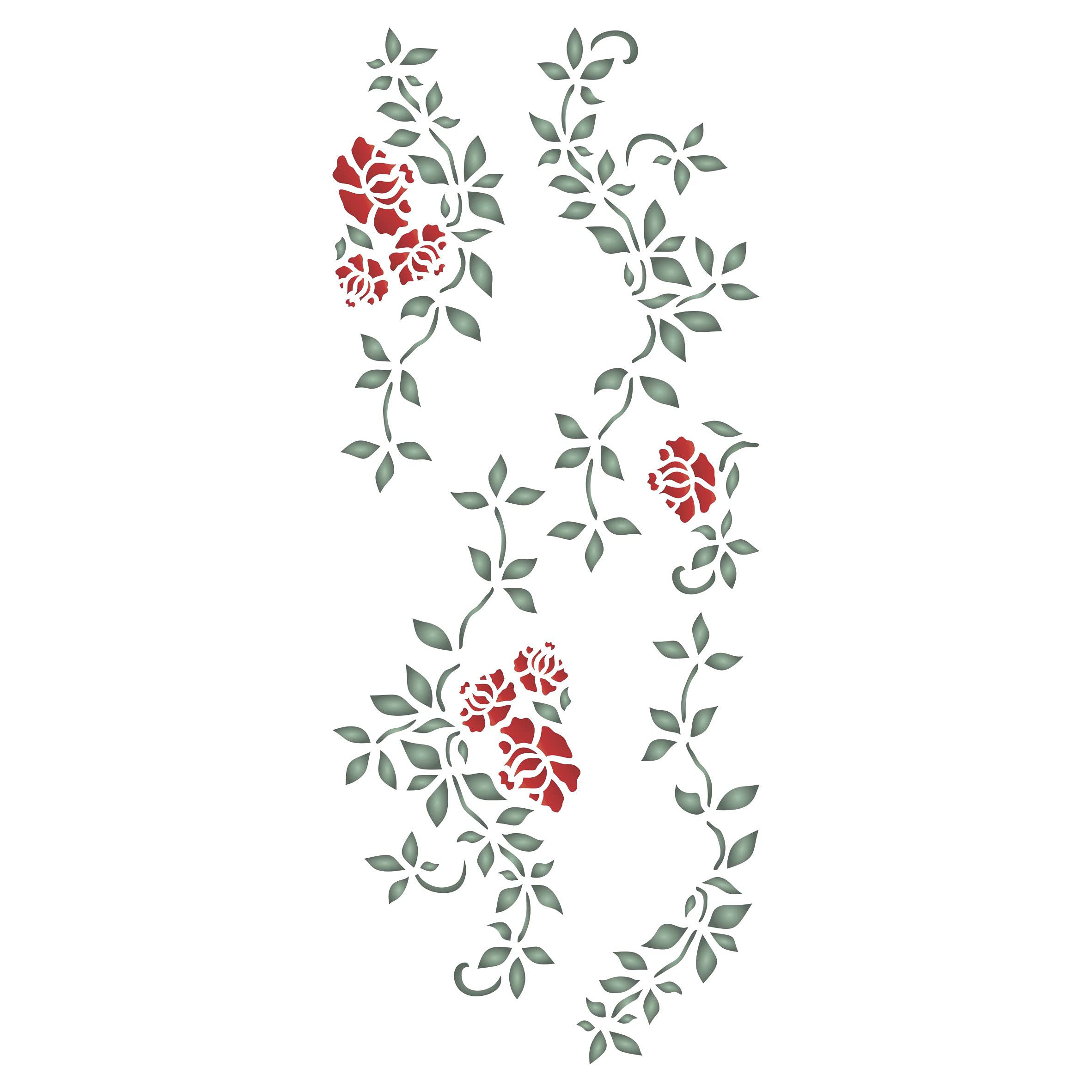 Slimline Roses Stencil, 10 x 23 cm - Flowers Leaves Card Making Slimline Dies Stencils for Cards Template