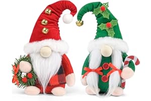D-FantiX Christmas Gnomes Plush, 2 Pack Handmade Elf Santa Tomte Swedish Gnome Scandinavian Figurine Nordic Gnomes Plush Christmas Elf Doll Christmas Decoration Ornaments for Home Decor Gift