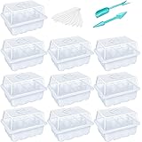 10-Pack Seed Trays Seedling Starter Tray (12 Cells per Tray) Humidity Adjustable Plant Starter Kit with Dome and Base Greenho