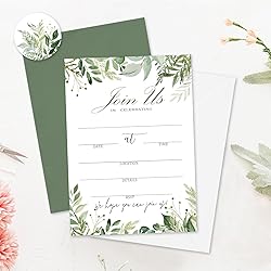 Whaline 25 Sets Greenery Invitations with Envelopes